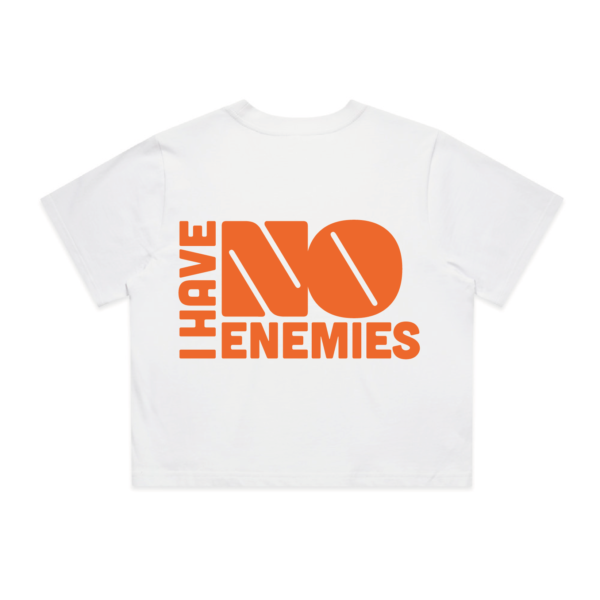 IHNE Crop Signature Tee – White/Orange