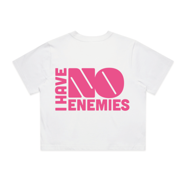 IHNE Crop Signature Tee – White/Pink