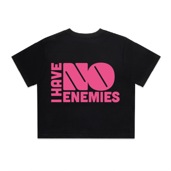 IHNE Crop Signature Tee – Black/Pink