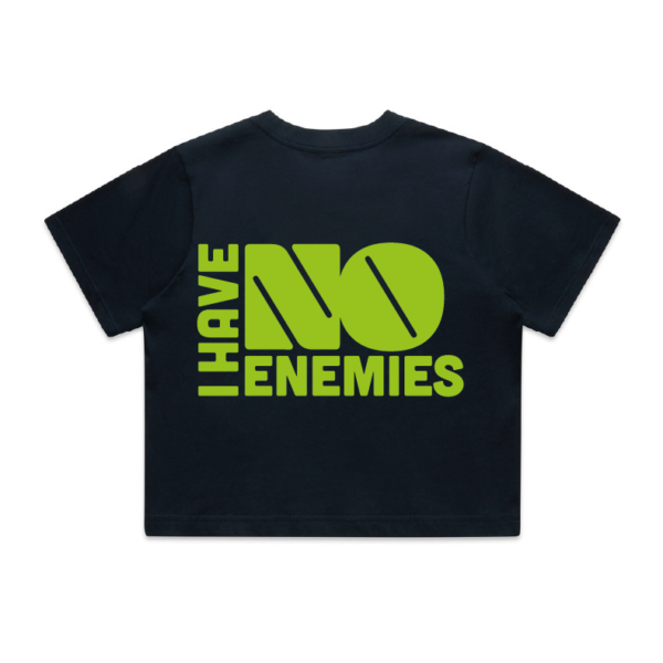IHNE Crop Signature Tee – Navy/Volt Green