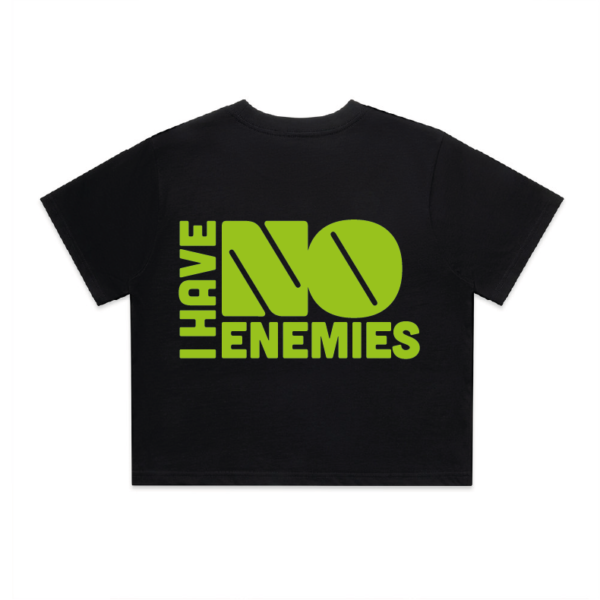 IHNE Crop Signature Tee – Black/Volt Green