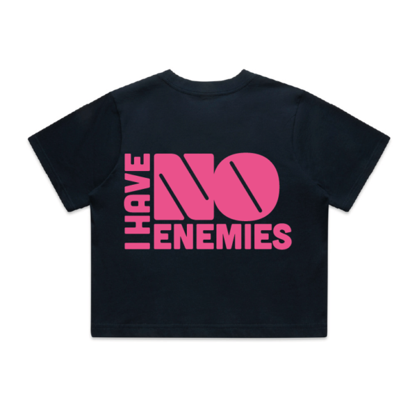 IHNE Crop Signature Tee – Navy/Pink