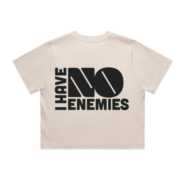 IHNE Crop Signature Tee – Ecru/Dark Grey